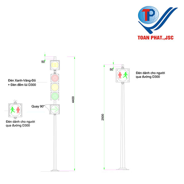 Cột đèn tín hiệu giao thông đứng